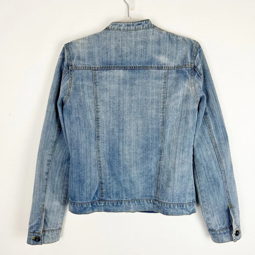 Womens Denim Jean Jacket M Braided Detail Boho Chic Y2K Revival Indie Sleaze - Picture 4 of 11